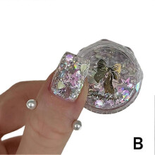 (B) Nail Sequins Korean Nail Art Hexagonal Laser-Glitter Nail Patches