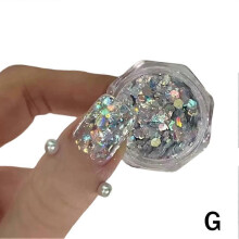 (G) Nail Sequins Korean Nail Art Hexagonal Laser-Glitter Nail Patches