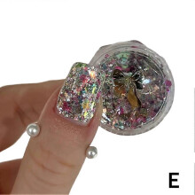 (E) Nail Sequins Korean Nail Art Hexagonal Laser-Glitter Nail Patches