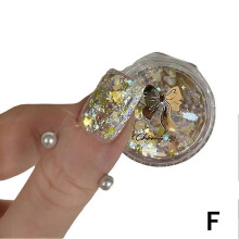 (F) Nail Sequins Korean Nail Art Hexagonal Laser-Glitter Nail Patches