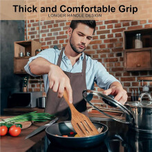 30X Utensilios de Cocina de Madera, Juego de Utensilios de Cocina con Cucharas de Madera de Teca y Espátula de Madera para Cocinar