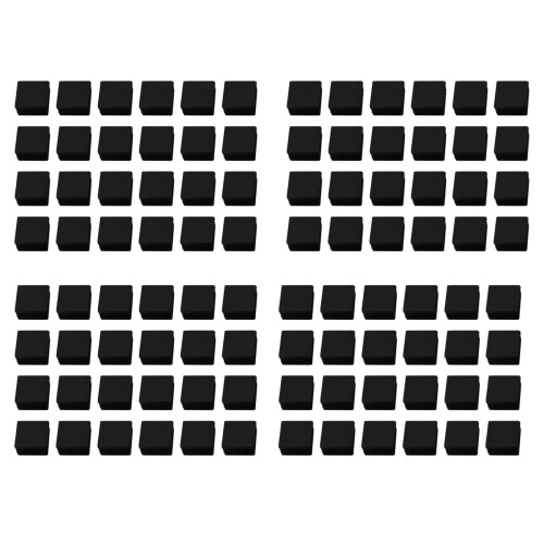 96 Pcs 30mm x 30mm Plastic Ribbed Square End Caps Tube Insert Black