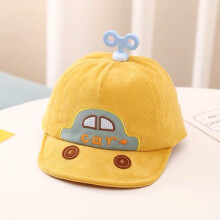 (Yellow)Infant Cotton Baseball Cap With Car Illustration For Autumn Baby Boys And Girls