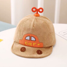 (Khaki)Infant Cotton Baseball Cap With Car Illustration For Autumn Baby Boys And Girls