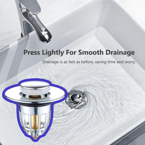 Universal Bathroom Sink Plug Stopper Wash Basin Core Up Bounce Filter 2