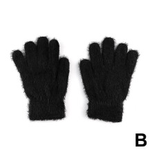 (Black) Korean style winter gloves imitation mink gloves plush warm