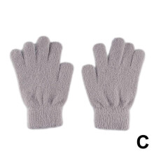 (Gray) Korean style winter gloves imitation mink gloves plush warm
