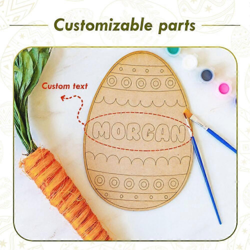 (1set) Easter Egg Painting Kit,Custom Wooden Egg with Kids Name,DIY Easter Craft Set
