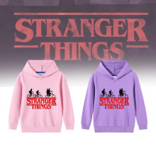 (Purple,Child 120cm)Felpa con cappuccio casual Stranger Things bambino manica lunga top pullover