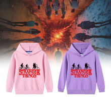 (Pink,Child 140cm)Kids Stranger Things Hoodies Casual Hooded Sweatshirt Long Sleeve Pullover Tops