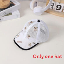 (Style J)Toddler Outdoor Sun Hat With Polyester Mesh Embroidered Bear For Beach Park And