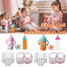 (Pink) Perfect for Durable Set Of Play Elegant House Multi-functional Effective Baby Travel Doll 7 Durable Accessories