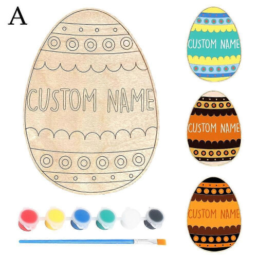 (1set) Easter Egg Painting Kit,Custom Wooden Egg with Kids Name,DIY Easter Craft Set 1