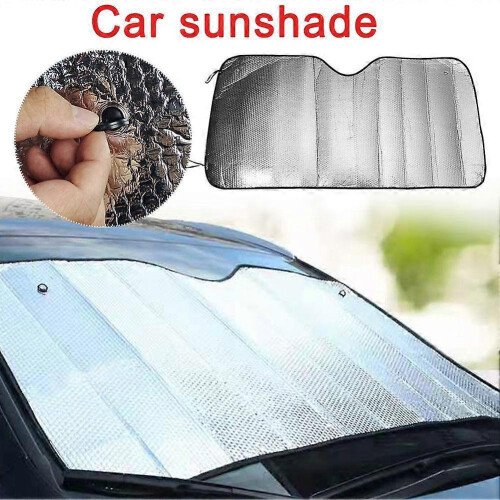 (130x60cm, Red) Foldable Car Windshield Visor Cover Sun Shade Dustproof Uv Protection Cover