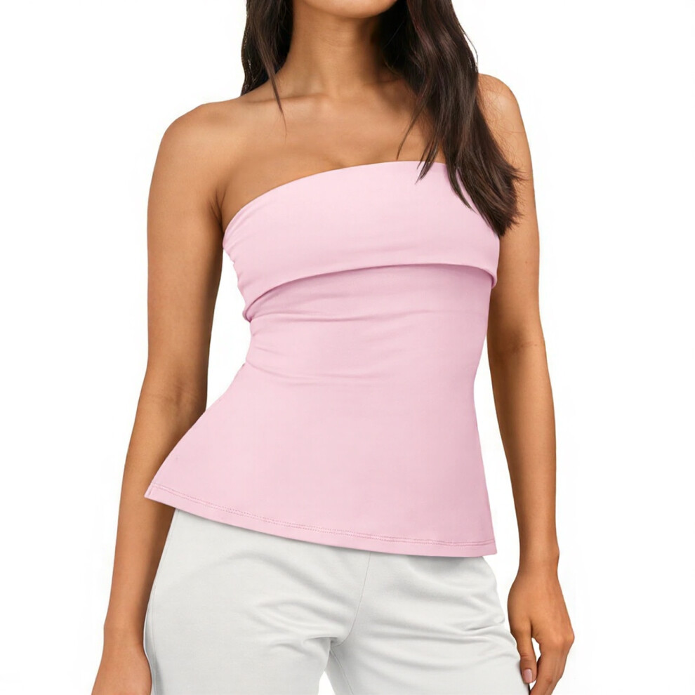 ï¼ä¸ä»¶ï¼Women's strapless off-shoulder backless cute work-Pink S