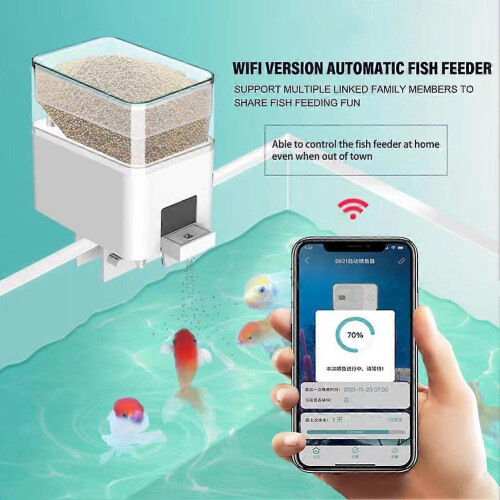 (Red) WiFi Intelligent Timing Automatic Feeder 100/250/350ML Fish Feeder APP Control 2