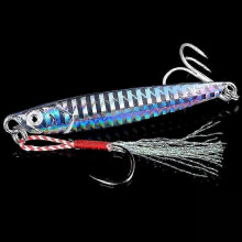 (G1-2hooks,7G)Metal Cast Jig Spoon Lures for Sea Bass Fishing - Various Weights from 7g to 40g, Ideal for UK Shore Casting