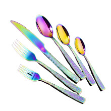 Juego de cubiertos para comedor moderno, juego de cubiertos Rainbow de acero inoxidable con cubiertos de lujo pulidos a espejo, utensilios de mesa