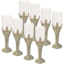 Set of 12 Vintage European-Style Wine Glasses for Whisky and Elegant Banquet Celebrations