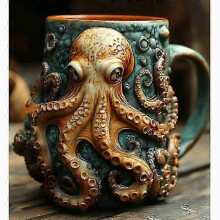(Type C, With liner) Cthulhu-inspired pirate tankard, a medieval Viking beer mug for themed UK gatherings and drinks.
