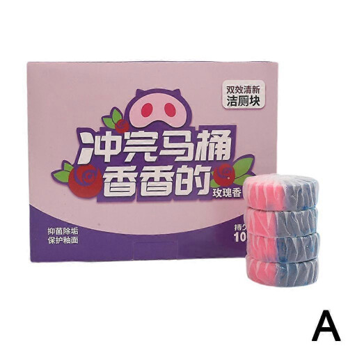(1 boxes) Rose double effect toilet cleaning block cleaning agent double color deodorant 1