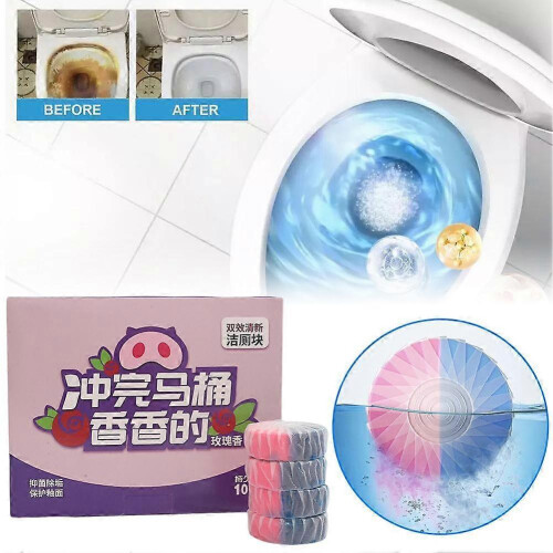 (1 boxes) Rose double effect toilet cleaning block cleaning agent double color deodorant 2