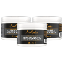 3 x Shea Moisture African Black Soap Bamboo Charcoal Purification Hair Masque 354ml