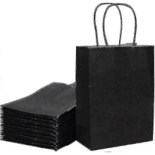 Small Kraft Black Gift Bags Bulk 15x8x21cm with Handles for Birthday Parties in the UK