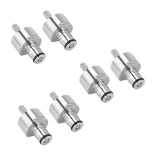 6Pcs 304 Stainless Steel Carbonation Cap 5/16 Inch Barb, Lock Type, Fit Soft Drink PET Bottles, Homebrew Kegging