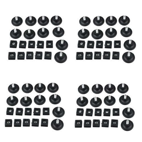 40 Sets 45mm Base Dia Adjustable Leveling Foot 25mmx25mm Square Tube Insert Kit