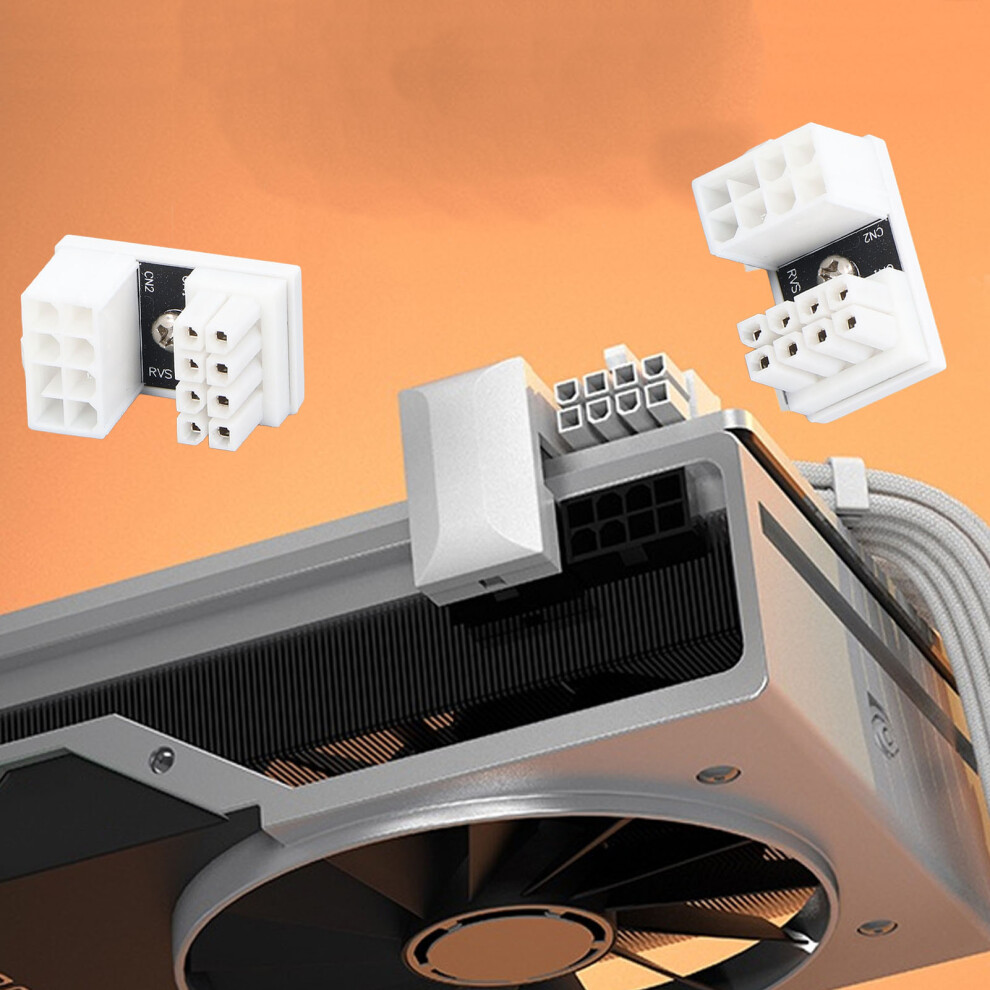 2Pcs 8Pin Gpu Pcie U-Turn 180 Power Adapter White 8781393420461