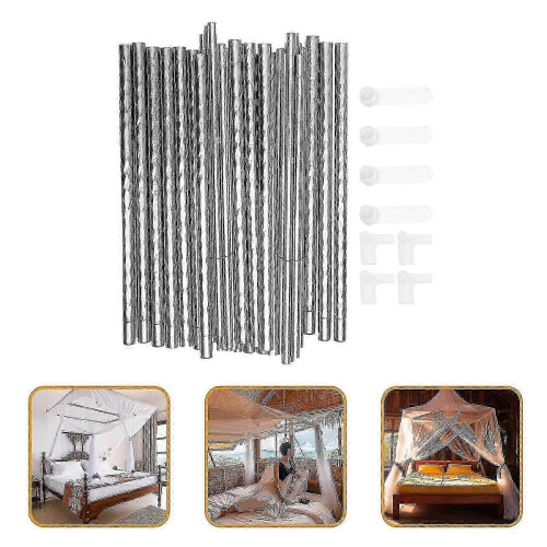 Stainless Steel Canopy Net Frame Set with Brackets for 1.5m Bed, Elegant Bedding Enhancement 2
