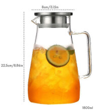 Large Heat-Resistant Glass Teapot with Removable Stainless Steel Lid for Tea and Juice Making