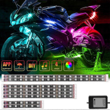 IP68 Waterproof Motorcycle LED Light Kit with APP Control for RGB Ambience in UK Rides