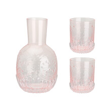 Ensemble bouilloire en verre rétro en relief, élégant rangement de table avec couvercle pour gobelet, solution de décoration multifonctionnelle,