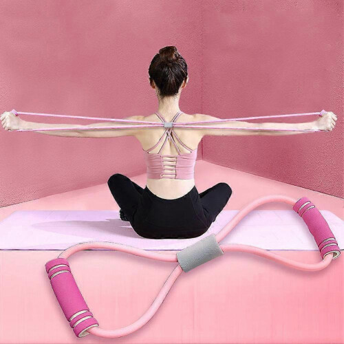 (Pink) Elastic Fitness Rope Rings 8-type Thruster Multi Functional Super Durable 1
