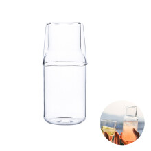 Carafe à eau en verre transparent, ensemble de table de chevet, récipient en verre borosilicate, distributeur d'eau élégant pour la nuit, pour la