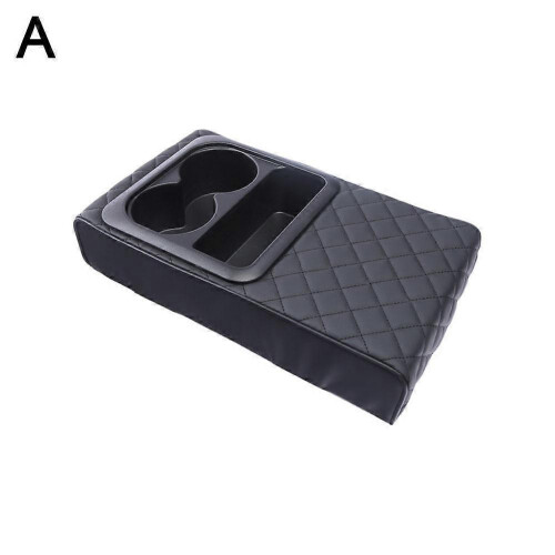 (Red M) Universal Car Armrest Pad Cover PU Leather Auto Center Console Protector Storage