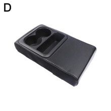 (Carbon fiber black) Universal Car Armrest Pad Cover PU Leather Auto Center Console Protector Storage