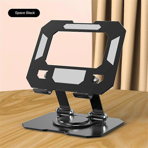 (Square Base, Black) 360 Metal Portable Laptop Tablet Stand Riser Bracket Adjustable Holder For Desk