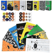 24-Day Halloween Advent Calendar with Paper Candy Bags Featuring Pumpkin, Ghost, and Spider Designs for Festive Fun