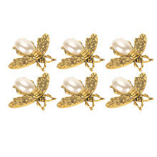 Shoe Clips 6pcs Bee Shape Pearl Alloy 3.5x4.7cm