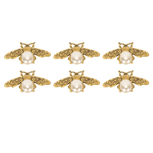 Shoe Clips 6pcs Bee Shape Pearl Alloy 3.5x4.7cm 1