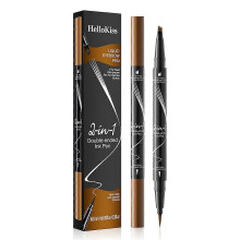 (Light Brown) Hellokiss Liquid Eyebrow Pen,2 in 1 Dual-ended Natural 4 Fork Tip Liquid Eyebrow