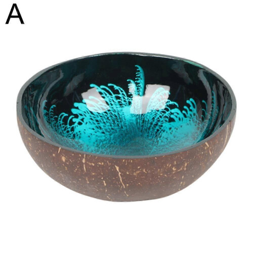 (01 Strawberry,Blue)Coconut Shell Salad Bowl Natural 1