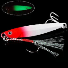(A1-2hooks, 7G) Metal Cast Jig Spoon Lures for Sea Bass Fishing - Various Weights from 7g to 40g, Ideal for UK Shore Casting