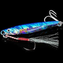 (B1-2hooks, 7G) Metal Cast Jig Spoon Lures for Sea Bass Fishing - Various Weights from 7g to 40g, Ideal for UK Shore Casting
