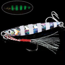 (H1-2hooks, 7G) Metal Cast Jig Spoon Lures for Sea Bass Fishing - Various Weights from 7g to 40g, Ideal for UK Shore Casting