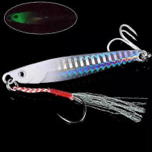 (I1-2hooks, 17G) Metal Cast Jig Spoon Lures for Sea Bass Fishing - Various Weights from 7g to 40g, Ideal for UK Shore Casting