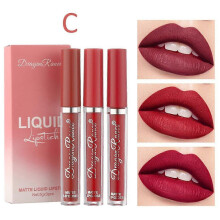 (C set) Versatile 3-Piece Lip Glaze Set - Long-lasting Color Matte Lipstick Premium Sleek Efficient Suitable for Office